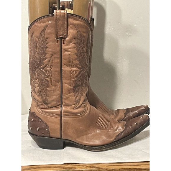 Botas Jaca Mens Western Cowboy Exotic Pointed Boots Preowned Brown sz.26/‎ USA 9 - Picture 1 of 11